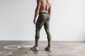 Nobull 4/4 Compression Strumpfhose Herren Grün | ZGIS-70416