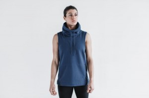 Nobull Arctic Ärmellose Cowl Hoodie Damen Grau Blau | FXBI-89140