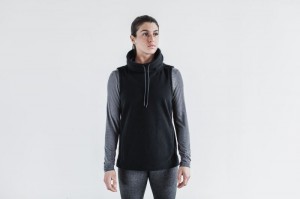 Nobull Arctic Ärmellose Cowl Hoodie Damen Schwarz | SCHF-72830