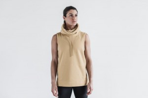 Nobull Arctic Ärmellose Cowl Hoodie Damen Beige | TBYR-50741