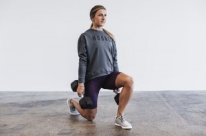 Nobull Crew Sweatshirt Damen Tiefesgrau | TYBN-07859