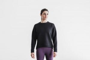 Nobull Gesteppt Crew Pullover Damen Schwarz | ZXIN-26574