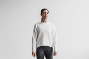 Nobull Gesteppt Crew Pullover Damen Weiß | FMOP-57802