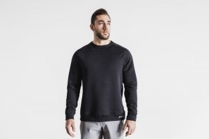 Nobull Gesteppt Crew Pullover Herren Schwarz | JKNP-61782