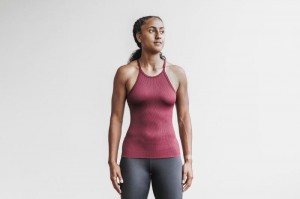 Nobull Halter Muskelshirt Damen Dunkelrot | OWRK-91738