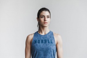 Nobull High-neck Muskelshirt Damen Blau Rosa | AKIF-07586