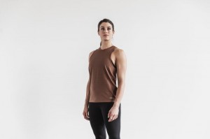 Nobull High-neck Muskelshirt Damen Braun | YSMB-13975