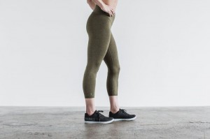 Nobull High-rise Crop Strumpfhose Damen Olivgrün | BSNE-98607