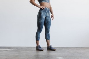 Nobull High-rise Crop Strumpfhose Damen Slate & Ink Tie-dye | YFPQ-42578