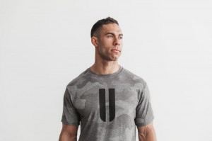 Nobull Horns Tee (Camo) T-shirts Herren Grau Camouflage | PQVY-74205