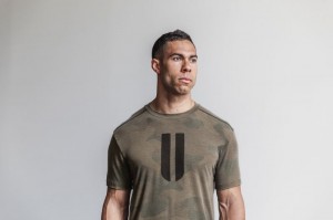Nobull Horns Tee (Camo) T-shirts Herren Grün Camouflage | IJQN-39405