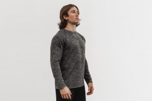 Nobull Laufschuhe Textured Long Sleeve Tee (Camo) T-shirts Herren Schwarz Camouflage | WEQC-53670