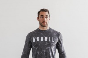 Nobull Long Sleeve Tee (Hibiscus) T-shirts Herren Grau | IBAG-37902
