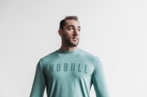 Nobull Long Sleeve Tee T-shirts Herren Blau | DGSO-57409