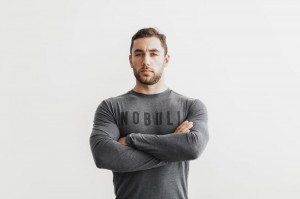Nobull Long Sleeve Tee T-shirts Herren Tiefesgrau | NFCA-98412