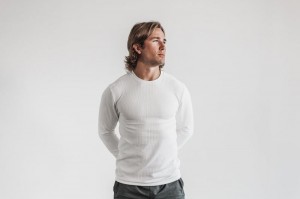 Nobull Long Sleeve Waffle Sweatshirt Herren Weiß | DTWN-80163