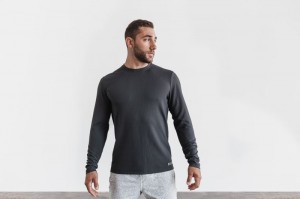 Nobull Long Sleeve Waffle Sweatshirt Herren Dunkelgrau | VUAO-34810