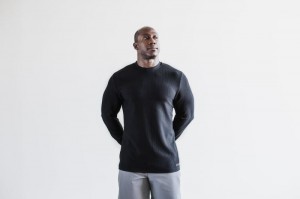 Nobull Long Sleeve Waffle Sweatshirt Herren Schwarz | XWOU-94205
