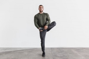 Nobull Long Sleeve Waffle Sweatshirt Herren Grün | BAWH-19048