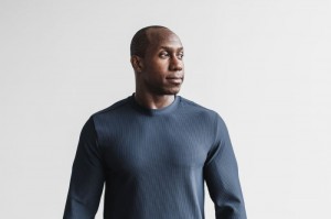 Nobull Long Sleeve Waffle Sweatshirt Herren Navy | POJY-16047