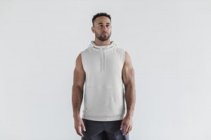 Nobull Microplush Ärmellose Hoodie Herren Frost | YSLR-80924