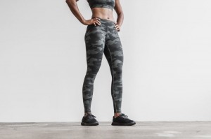 Nobull Mid-Rise Strumpfhose Damen Grau Camouflage | BJXW-15796
