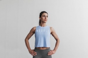 Nobull Muscle Muskelshirt Damen Blau | CLVJ-76321