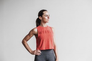 Nobull Muscle Muskelshirt Damen Rot | JRKI-98672