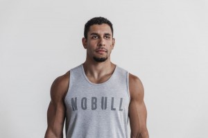 Nobull Muskelshirt Herren Hellgrau | LXKG-64391