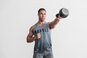 Nobull Muskelshirt Herren Slate & Maritime Dip-dye | FBYL-18357