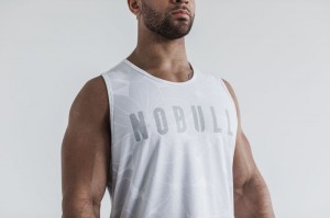 Nobull Muskelshirt Herren Weiß | EFTK-05371