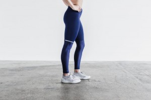 Nobull Pace Strumpfhose Damen Tiefesnavy | CHDE-59021