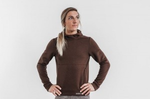 Nobull Performance Pullover Hoodie Damen Mocha | GQMB-57902