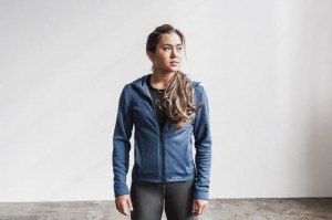 Nobull Performance Zip-up Hoodie Damen Grau Blau | ZXIG-93627