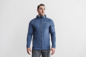 Nobull Performance Zip-up Hoodie Herren Grau Blau | GDLA-68725