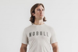 Nobull Tee T-shirts Herren Oatmeal | OAZU-06193