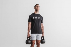 Nobull Tee T-shirts Herren Schwarz Weiß | GACE-23489