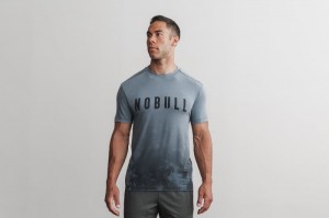 Nobull Tee T-shirts Herren Slate & Maritime Dip-dye | WAMO-21685