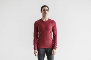 Nobull V-neck Long Sleeve Waffle Sweatshirt Damen Wine | CFQI-84319
