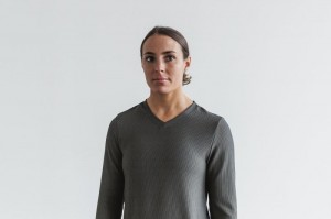 Nobull V-neck Long Sleeve Waffle Sweatshirt Damen Dunkelgrau | FOBH-51678