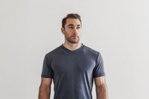 Nobull V-neck Tee T-shirts Herren Navy | IEMZ-23148