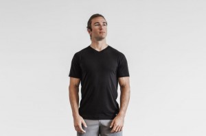 Nobull V-neck Tee T-shirts Herren Schwarz | KCEA-56301