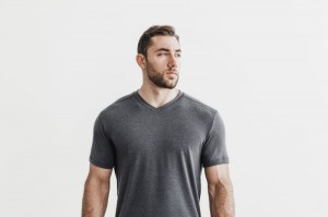 Nobull V-neck Tee T-shirts Herren Tiefesgrau | JVYC-57863