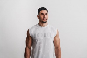Nobull Ärmellose Tee (Hibiscus) T-shirts Herren Weiß | KVEW-62507