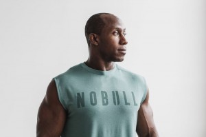 Nobull Ärmellose Tee T-shirts Herren Blau | VTNM-53647