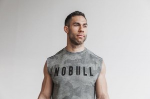 Nobull Ärmellose Tee T-shirts Herren Grau Camouflage | WGCQ-76541