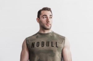 Nobull Ärmellose Tee T-shirts Herren Grün Camouflage | KCVG-68154