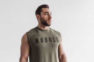Nobull Ärmellose Tee T-shirts Herren Grün | KQAP-18247