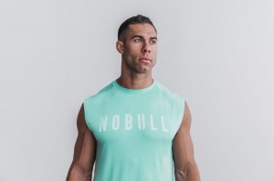 Nobull Ärmellose Tee T-shirts Herren Helltürkis | COWT-32058