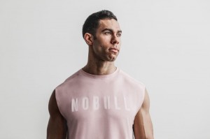 Nobull Ärmellose Tee T-shirts Herren Rosa | MUNS-38625